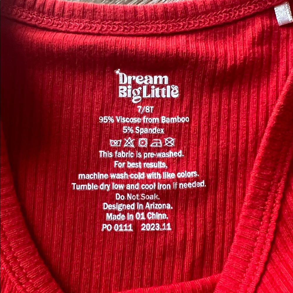 Dream Big Little Co Bamboo Red Rib Dream Ruffle Dress size 7/8 - Picture 6 of 6